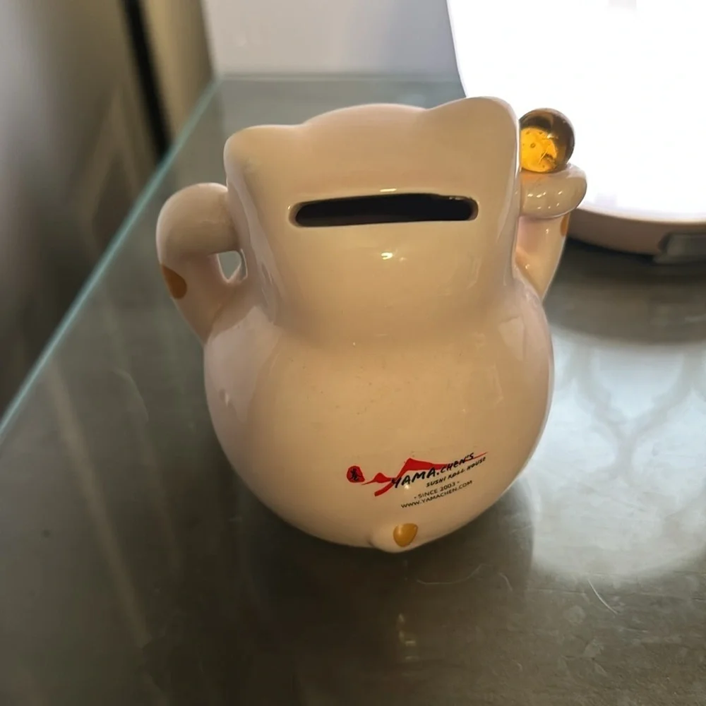 Lucky Cat Figurine with Gold Accents